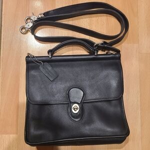 Coach Willis Bag Black Leather Silver Hardware